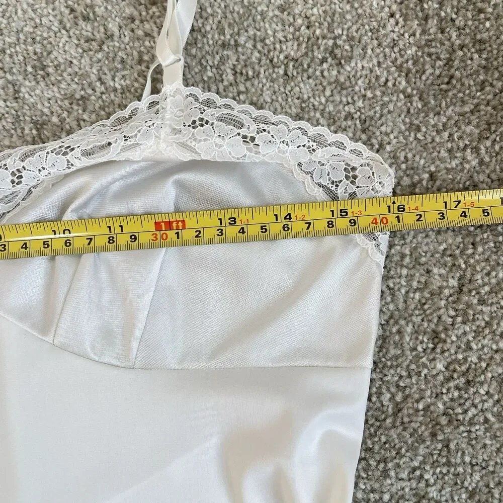 Vintage Vanity Fair Slip Dress Nylon Silky Lace Trim Size 34 Boho Fairy Romantic